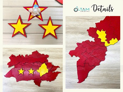 Bản đồ Việt Nam dán tường bằng gỗ mới nhất sau sát nhập [124x50cm - Tặng keo 3M] BANDO-01